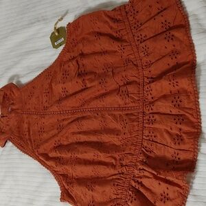 Rye grass hi neck foxtail Orange blouse size 2X NWT.